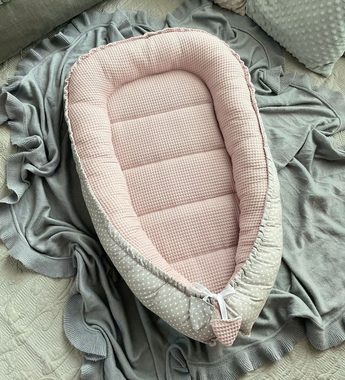 Loolay Bettnestchen WAFFELPIQUE Baumwolle BABYNEST Babykokon Neugeborene Babyaustattung, (Reisebett Nestchen SOLO/ o. in Geschenk SETS, 1-tlg., 4 Jahreszeiten ATMUNGSAKTIVER ROSA WAFFELSTOFF), 100% Europäische Stoffe und Kleinserien-Handnähen!, LOOLAY®