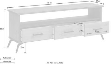 Home affaire Lowboard Lisa, mit Metallgriffen, Breite 148 cm