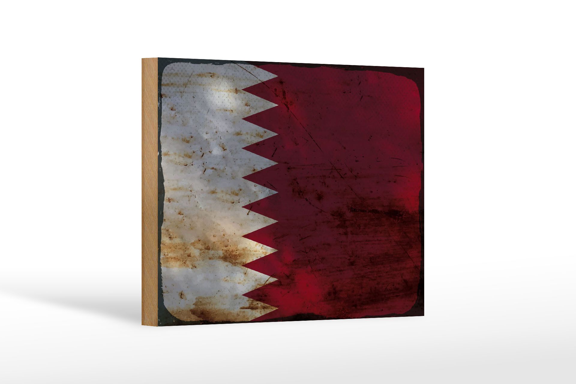 Femer GmbH Holzbild Flagge Katar 18x12 cm Flag of Qatar Rost, Flaggen (1 St), Glatte Holzfaserplatte (MDF), vorn beschichtet