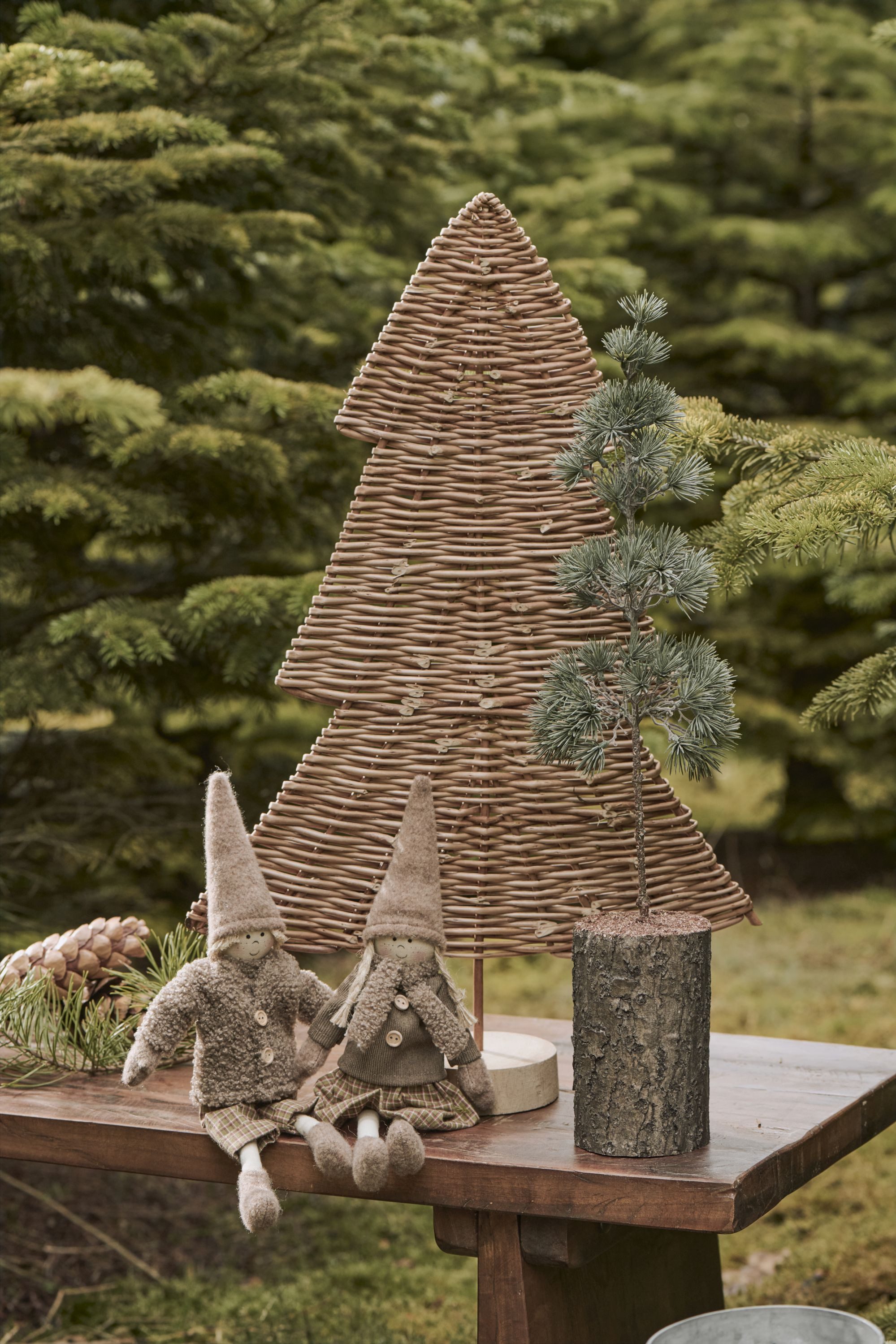 Ib Laursen Weihnachtsbaumkugel Ib Laursen - Zedernbaum mit Rindenfuß Künstlich H 60cm Weihnachtsbaum