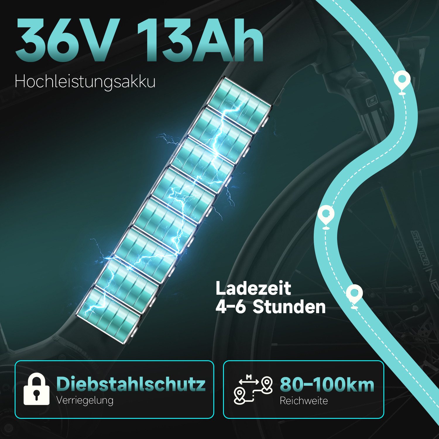 VECOCRAFT E-Bike Trekkingrad 28'' Elektrofahrrad,36V 13AH,100km,Drehmomentsensor für Damen Herren, 8 Gang shimano, Kettenschaltung, Mittelmotor, 468 Wh, (Maximale Tragkraft 140 kg, E-fahrräde, E-Citybike, Pedelec), 468WH, ATLAS ebike Herren,für Stadt und Gelände