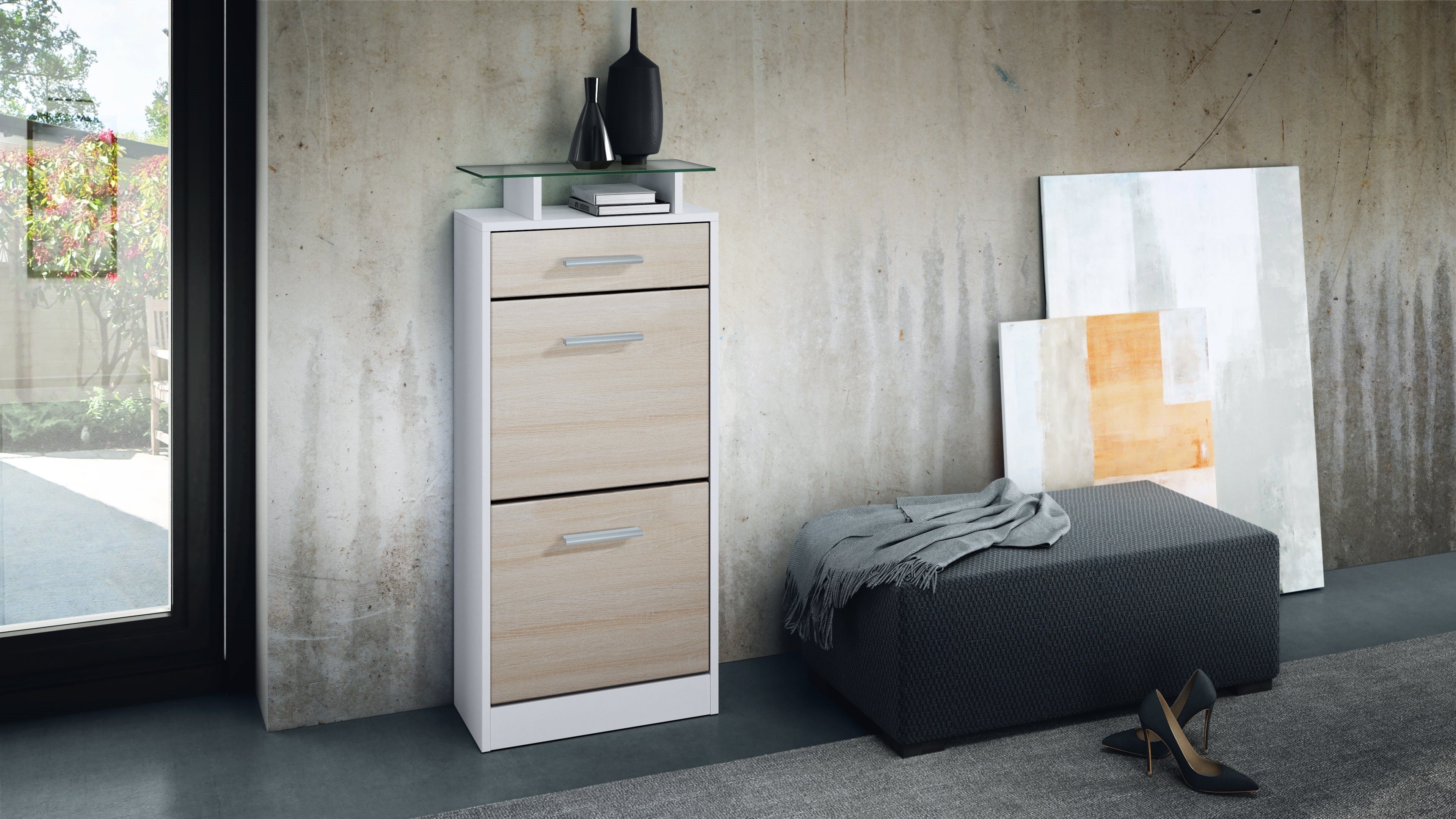 Vladon Schuhschrank Loret V2 (Schuhkipper für 8 Paar Schuhe, mit 2 Klappen, günstig online kaufen