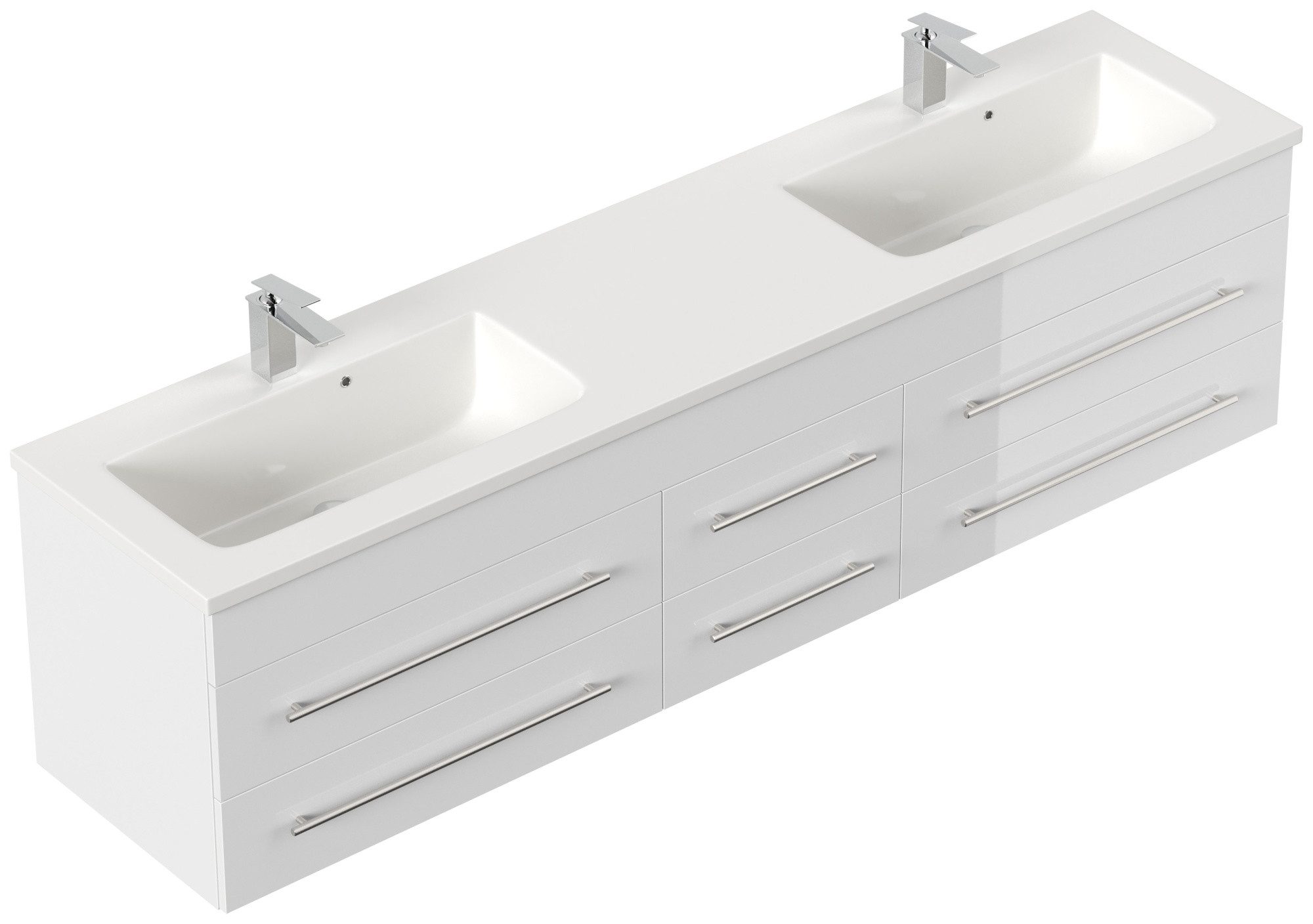 Magnolia Home Doppelwaschtisch Badmöbel Colossos 200 SoftClose weiss hochglanz