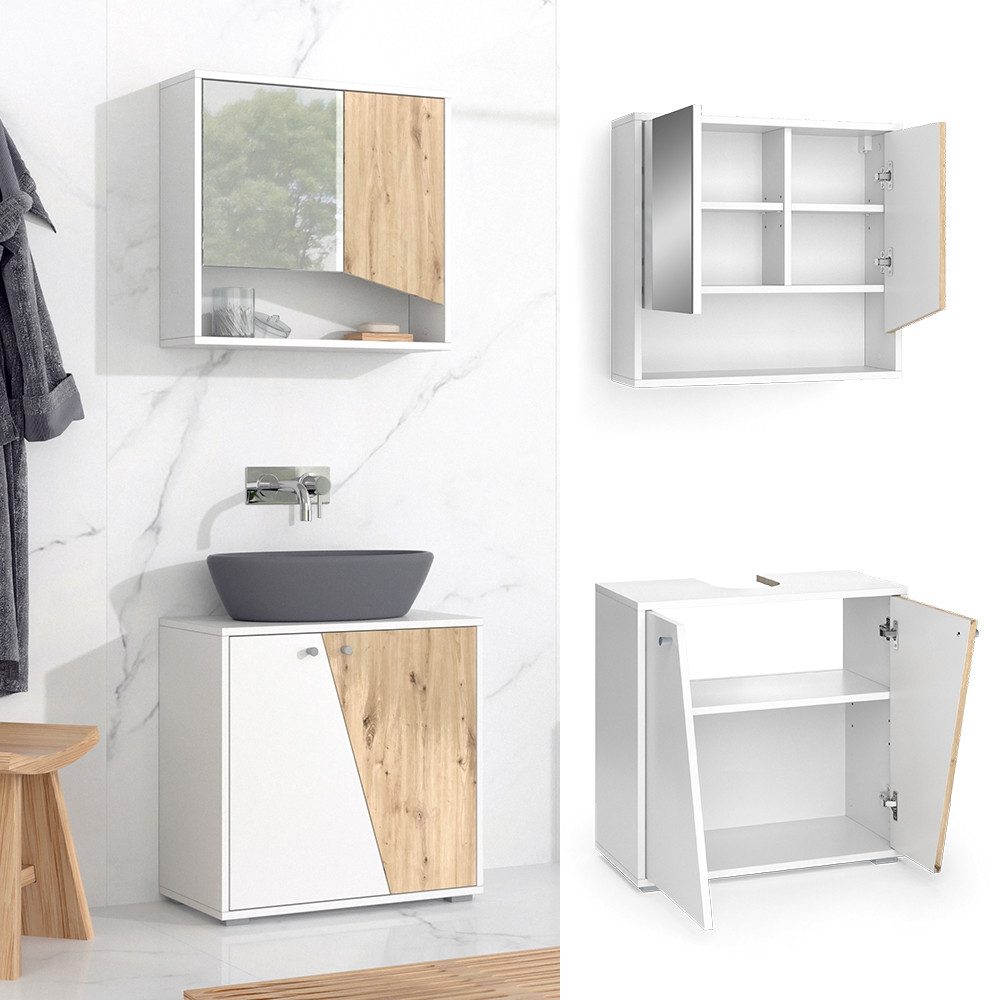 Vicco Badmöbel Set Badezimmermöbel Eden Spiegelschrank + Waschtischunterschrank Bei Online Bestellen