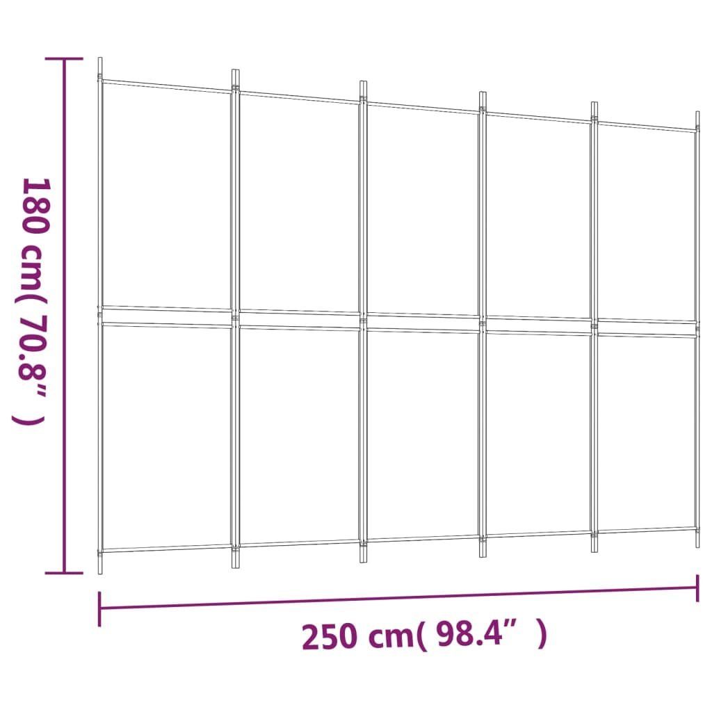 Stoff cm furnicato Raumteiler 5-tlg. 250x180 Braun Paravent