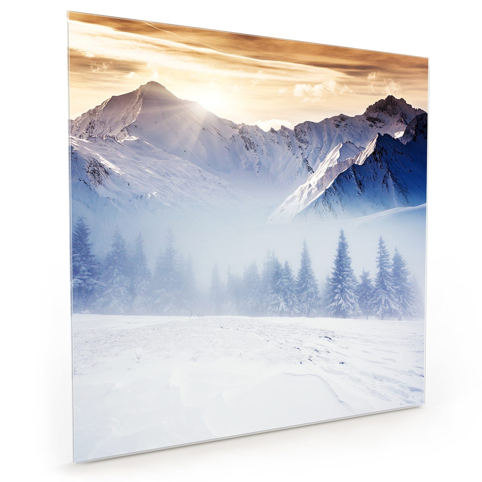 Primedeco Küchenrückwand Küchenrückwand Spritzschutz Glas mit Motiv Düstere Winterlandschaft