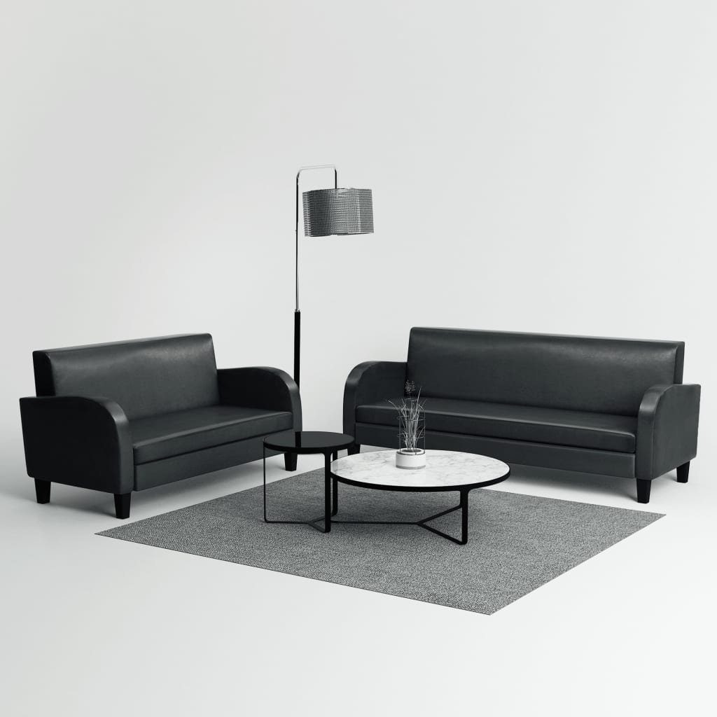 furnicato Sofa Sofa-Set 2-tlg. Kunstleder Schwarz