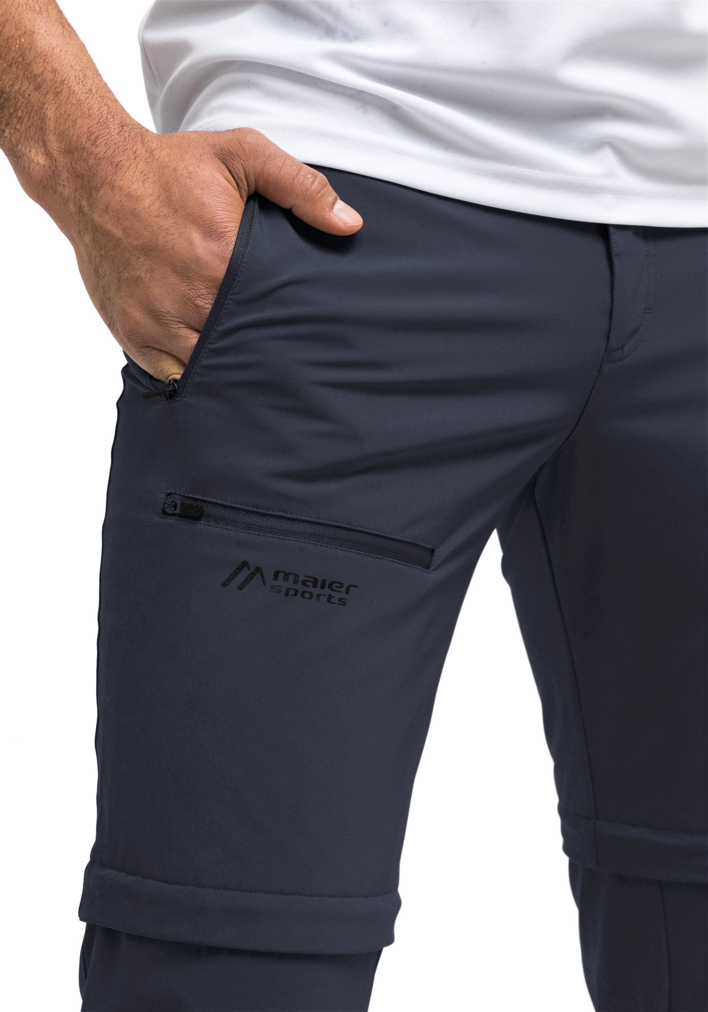 Funktionshose Latit nachhaltigem flexiblem dunkelblau M und Maier aus Outdoorhose Sports Material Zip