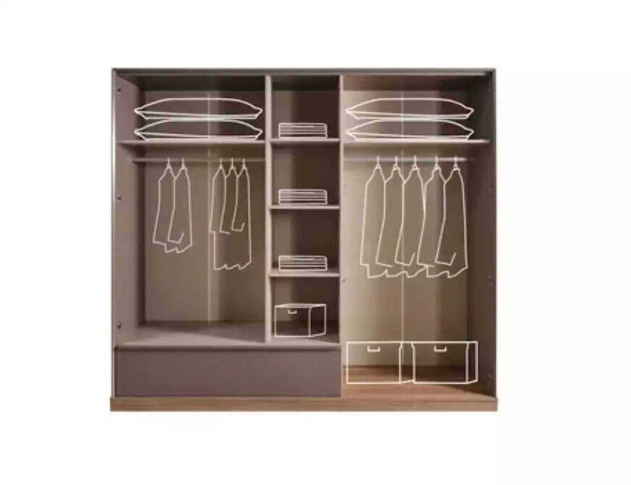 Schlafzimmer Braun Made in Design 1x Kleiderschrnak) Luxus (1-St., JVmoebel Italy Schrank Kleiderschrank Holz Kleiderschrank