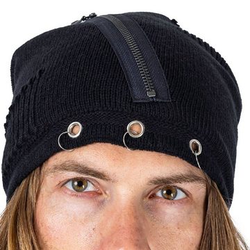 Heartless Beanie Revenant Hat Gothic Punk Zip Distressed Nieten Ösen Cyberpunk