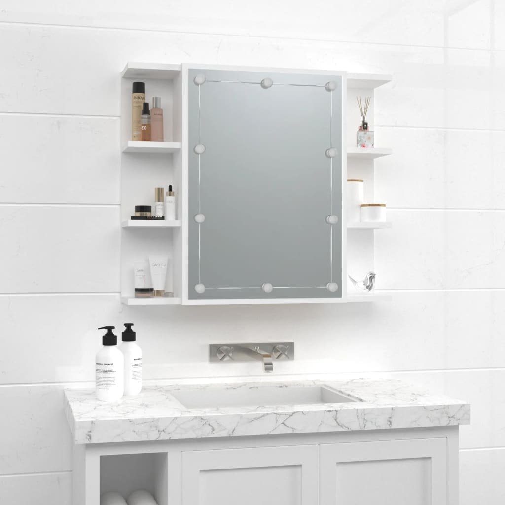 70x16,5x60 Badezimmerspiegelschrank Spiegelschrank mit LED vidaXL (1-St) cm Weiß