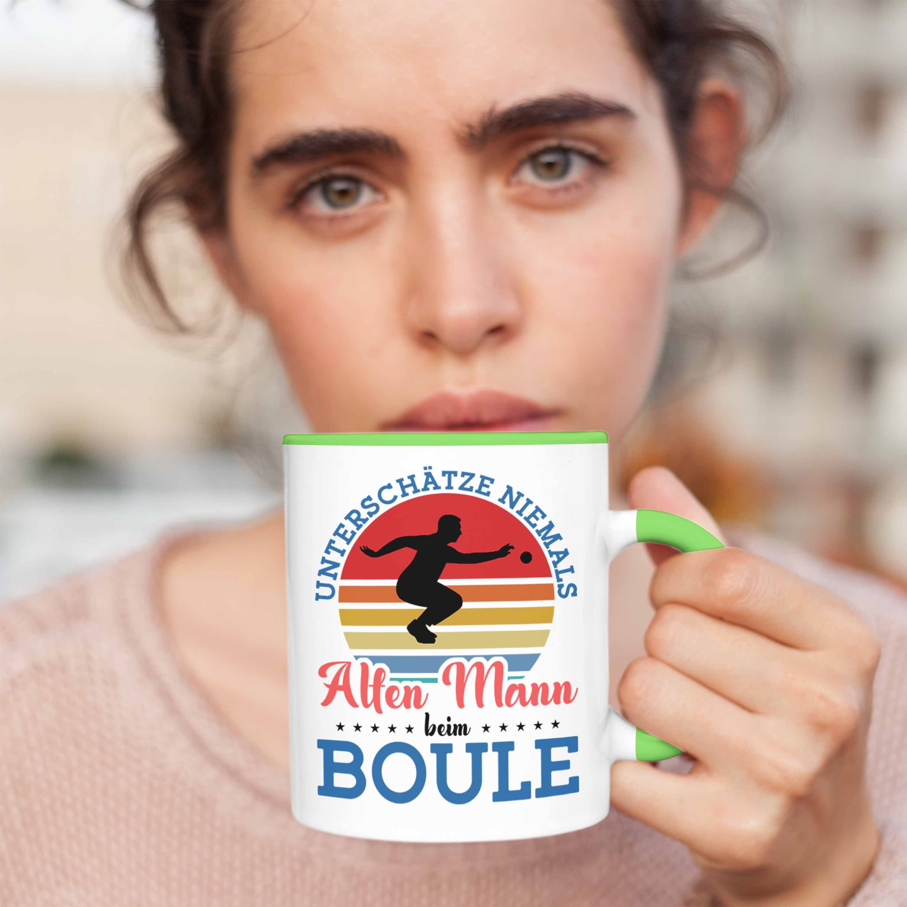 Trendation Unterschätze Geschenkidee Spruch Boule-Spieler Tasse Boule als Nie Tasse Grün für