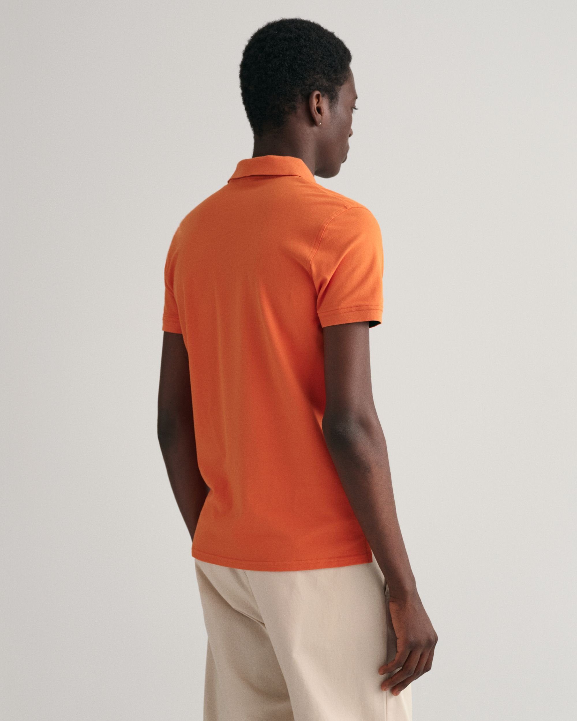 Poloshirt mit Kontrastkragen Gant orange pumpkin Piqué Businessshirt