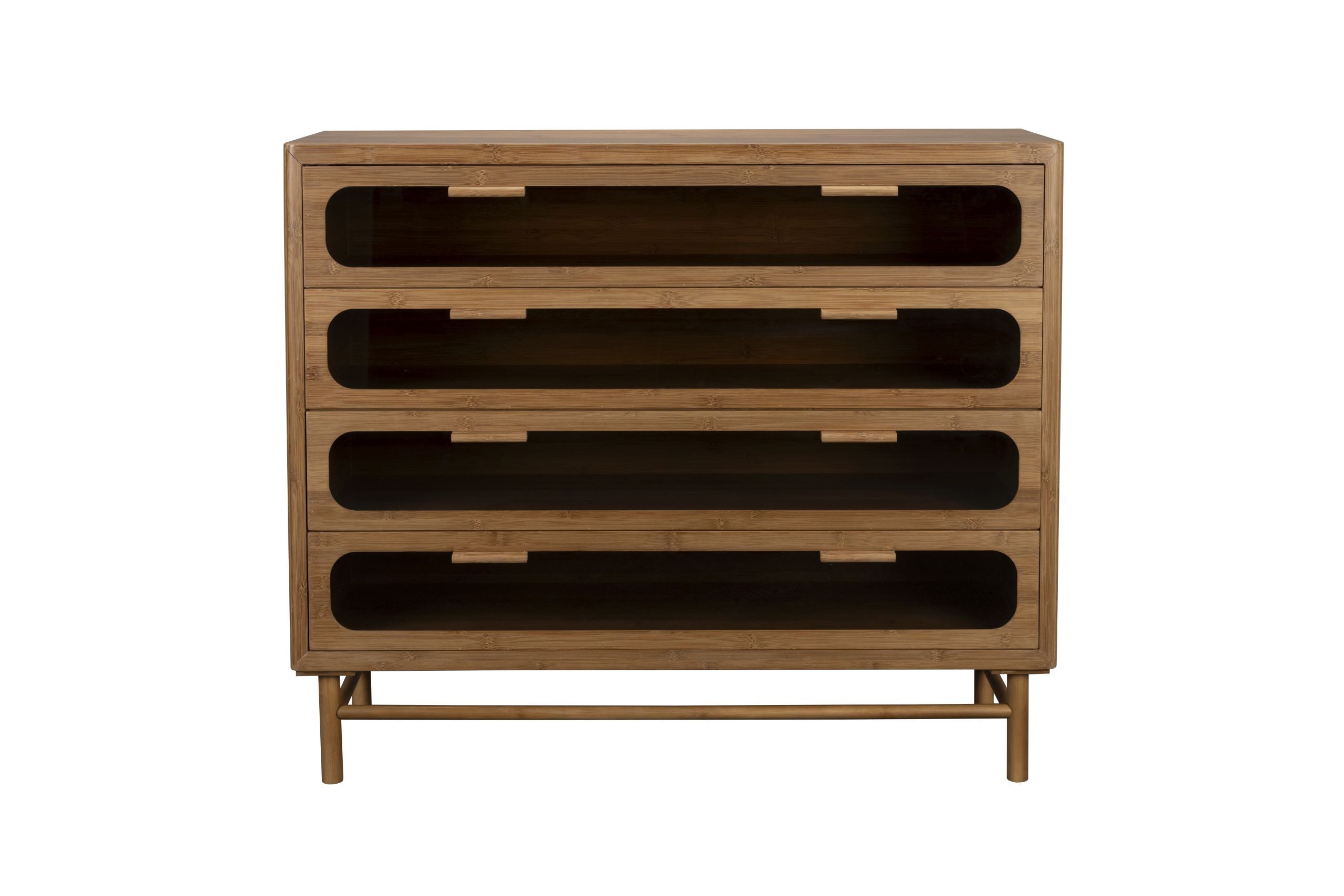 Dutchbone Stauraumschrank Retro Kommode Sideboard Caroun Bambus Rauchglas