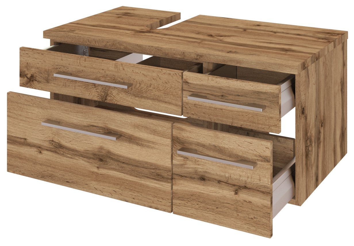 HELD MÖBEL Unterschrank Unterbeckenschrank Davos 90 cm (links) Wotaneiche/Wotaneiche
