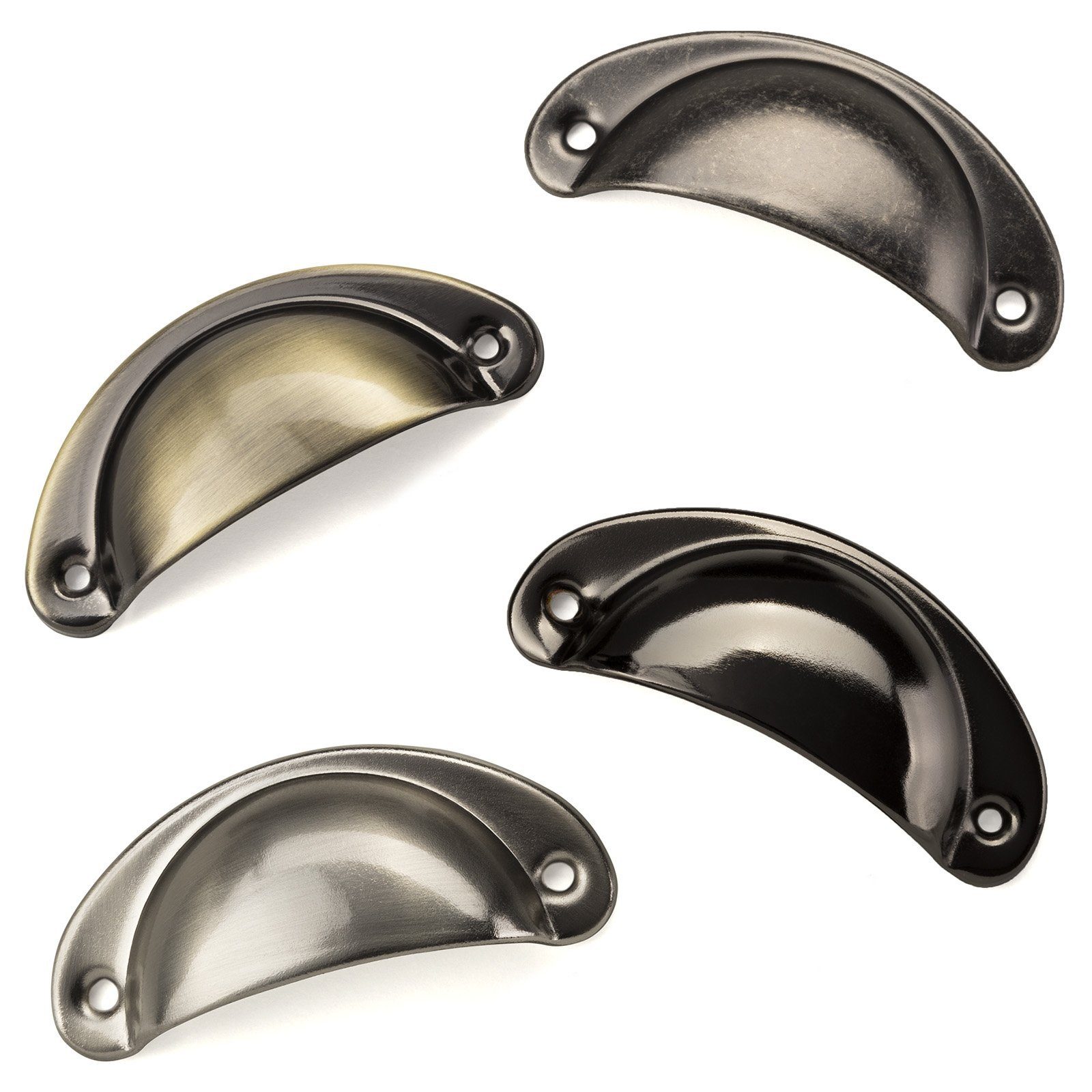SO-TECH® Möbelgriff Muschelgriff KHEA, Lochabstand 64 mm, Altsilberoptik antik - inkl. Schrauben