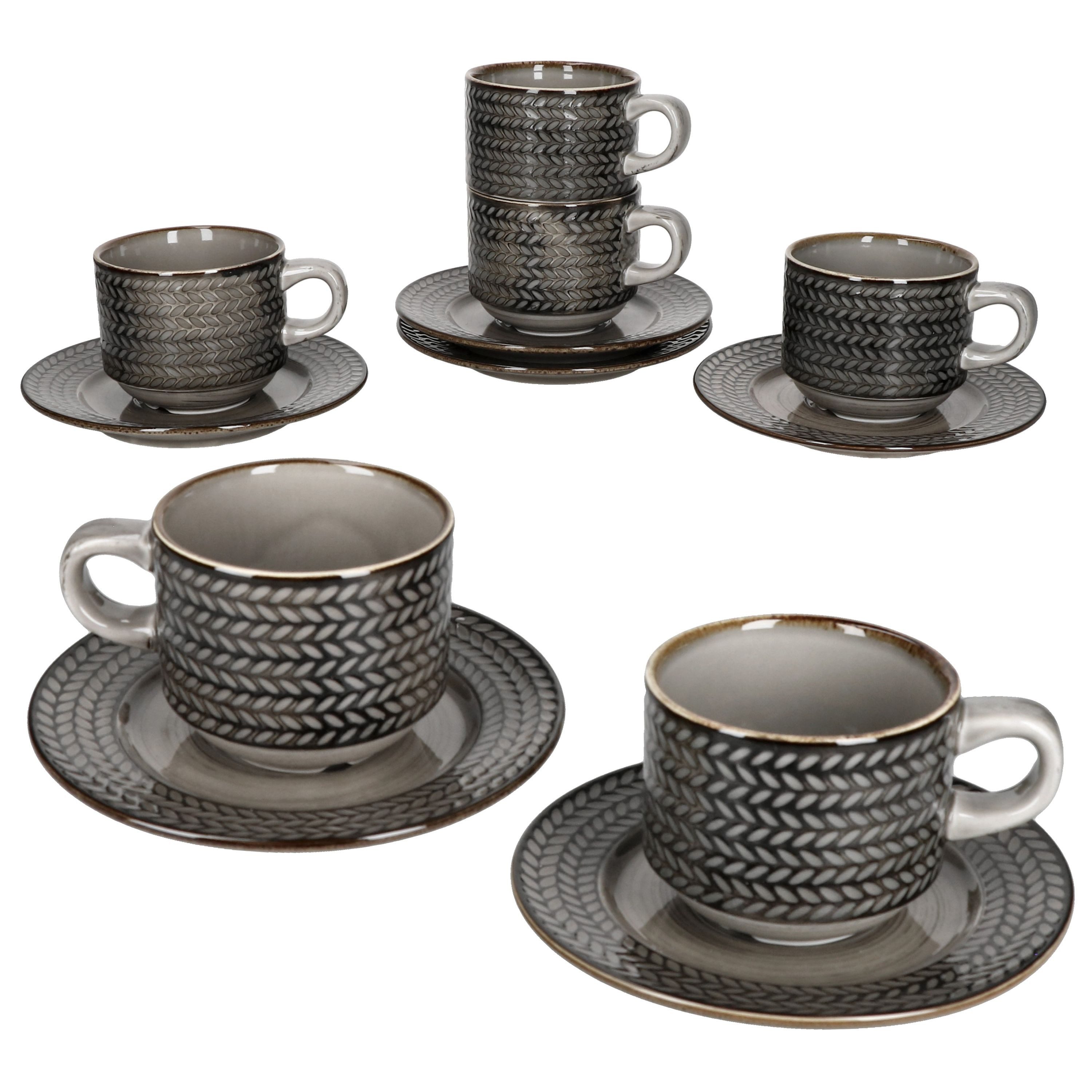 MÄSER Tasse Mäser Prospero Кофейные чашки mit Untertassen für 6 Personen braun, Porzellan