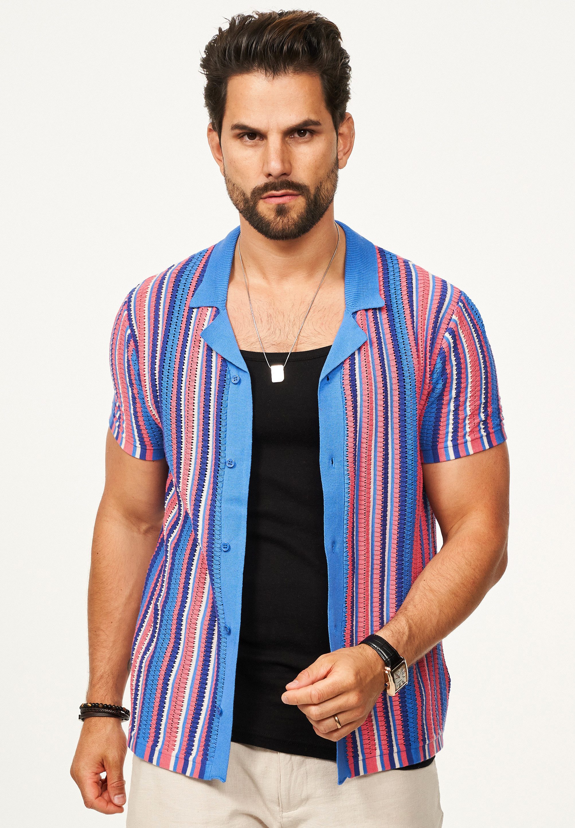 SOULSTAR Poloshirt im Cardigan Vintage Summer-Look für Herren Kurzarm Stric günstig online kaufen