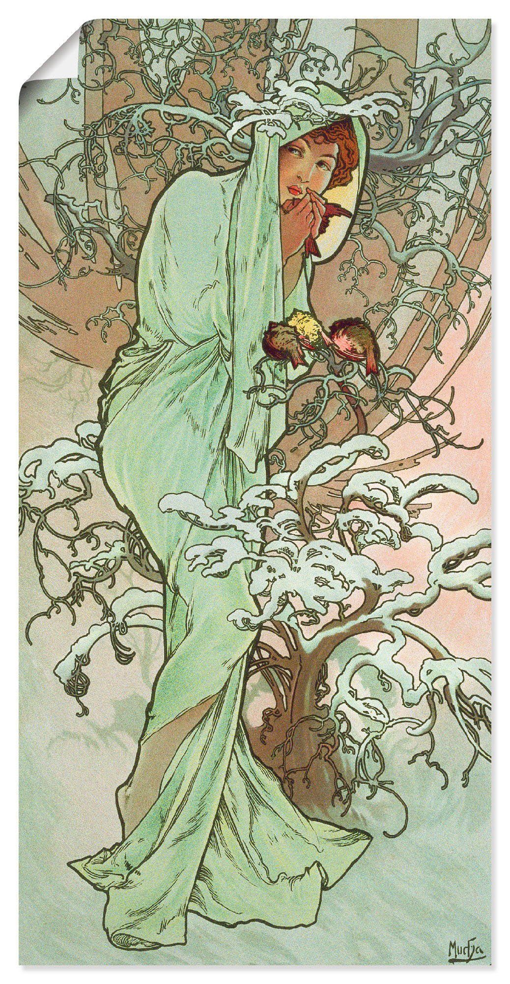 Größen Frau in Leinwandbild, (1 1896, St), Wandbild (Winter), Hiver Wandaufkleber Poster versch. oder als Artland