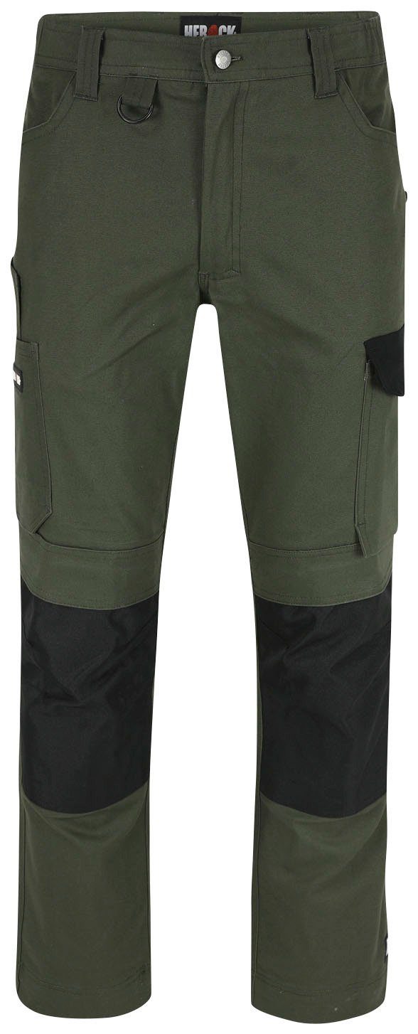 Fit Passform, Multi-Pocket, Herock Slim wasserabweisend DERO Arbeitshose 2-Wege-Stretch, khaki