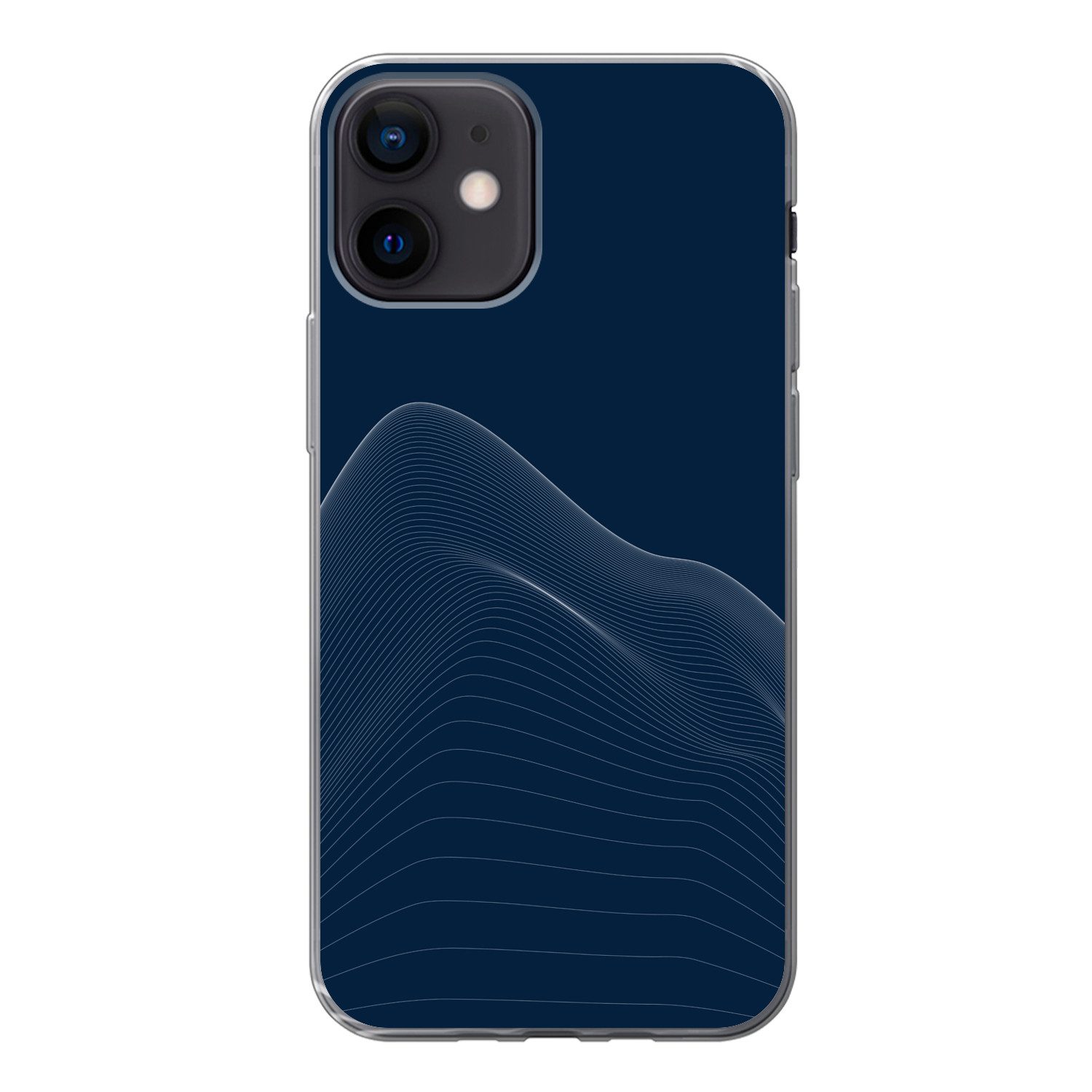 MuchoWow Handyhülle für Apple iPhone 12 Linien - Abstrakt - Blau - Weiß, Smartphone-Bumper, Print, Handy Schutzhülle Dünn