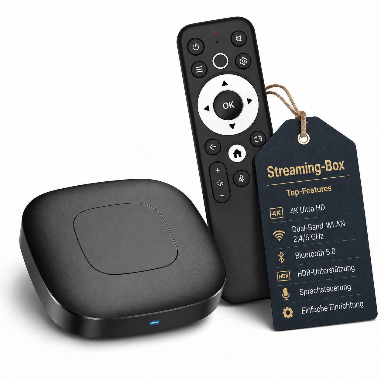 HS.SUPPLY Streaming Boxen 4K Streaming Box mit Sprachsteuerung, Dual-WLAN, HDR & Bluetooth 5.0, (Komplett-Set), 4K-UHD-Wiedergabe, HDR-Unterstützung, Screen Mirror