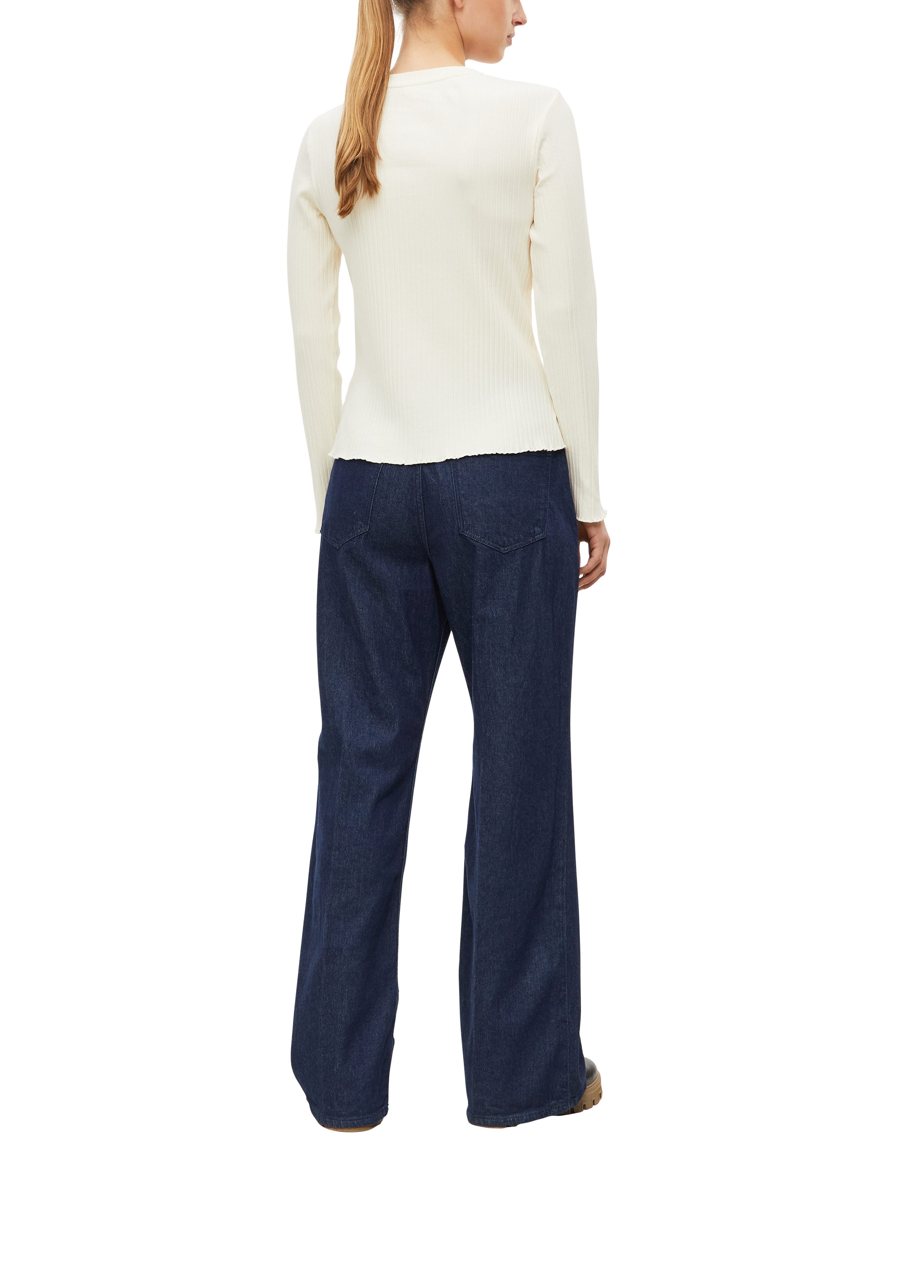 s.Oliver Langarmshirt in Ripp-Optik und mit Rundhals / Stretch – Bild 2 von 4
