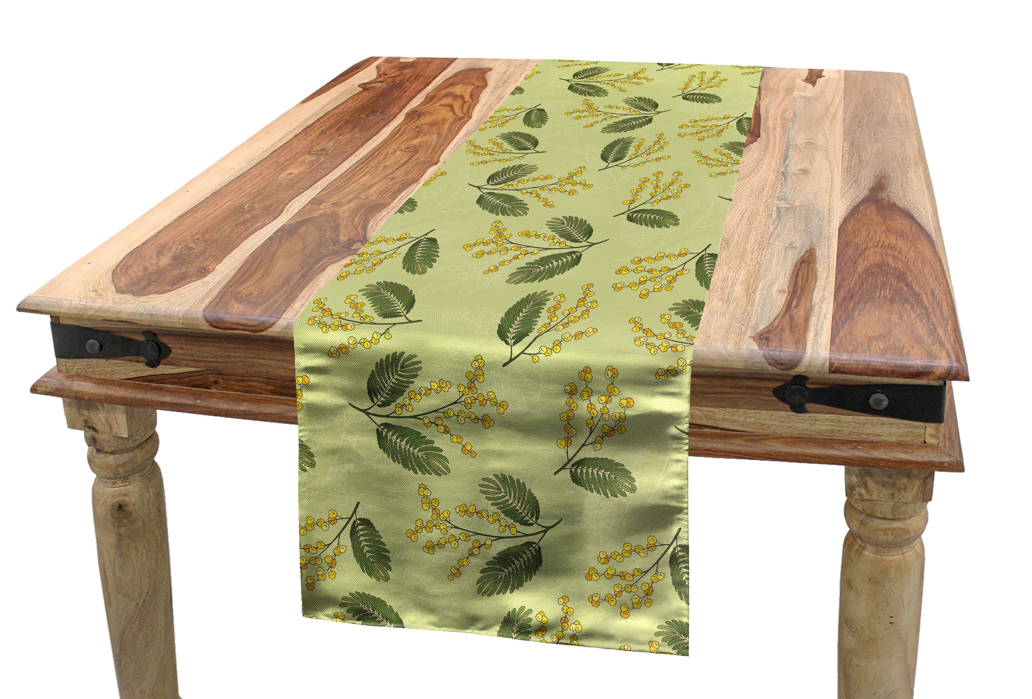Abakuhaus Tischläufer Esszimmer Küche Rechteckiger Dekorativer Tischläufer, Floral Gelb Exotische Tiny Flora Kunst