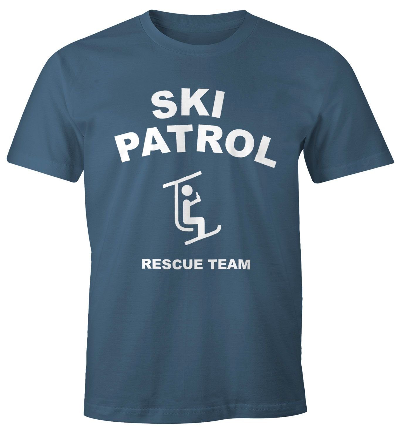 Apres-Ski Bier blau Herren T-Shirt mit Print Moonworks® Lift Patrol MoonWorks Print-Shirt Fun-Shirt
