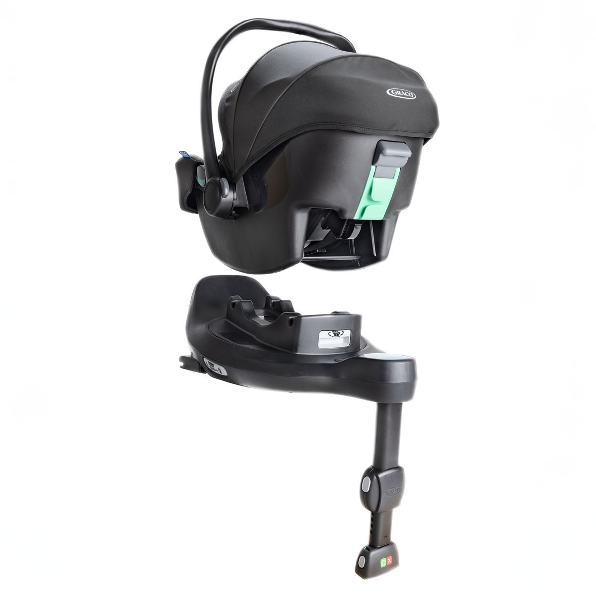 Graco Babyschale SnugLite - Midnight, Baby Autositz ab Geburt bis 13 kg (40 cm - 75 cm) mit Isofix-Basis