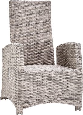 KONIFERA Garten-Essgruppe Monaco, (Set, 31-tlg., 10x Sessel, 1xTisch 200-366x100x75,5cm, inkl. Auflagen, Polyrattan,Alu), Rückenlehne verstellbar, Tischplatte aus 5mm starkem Sicherheitsglas