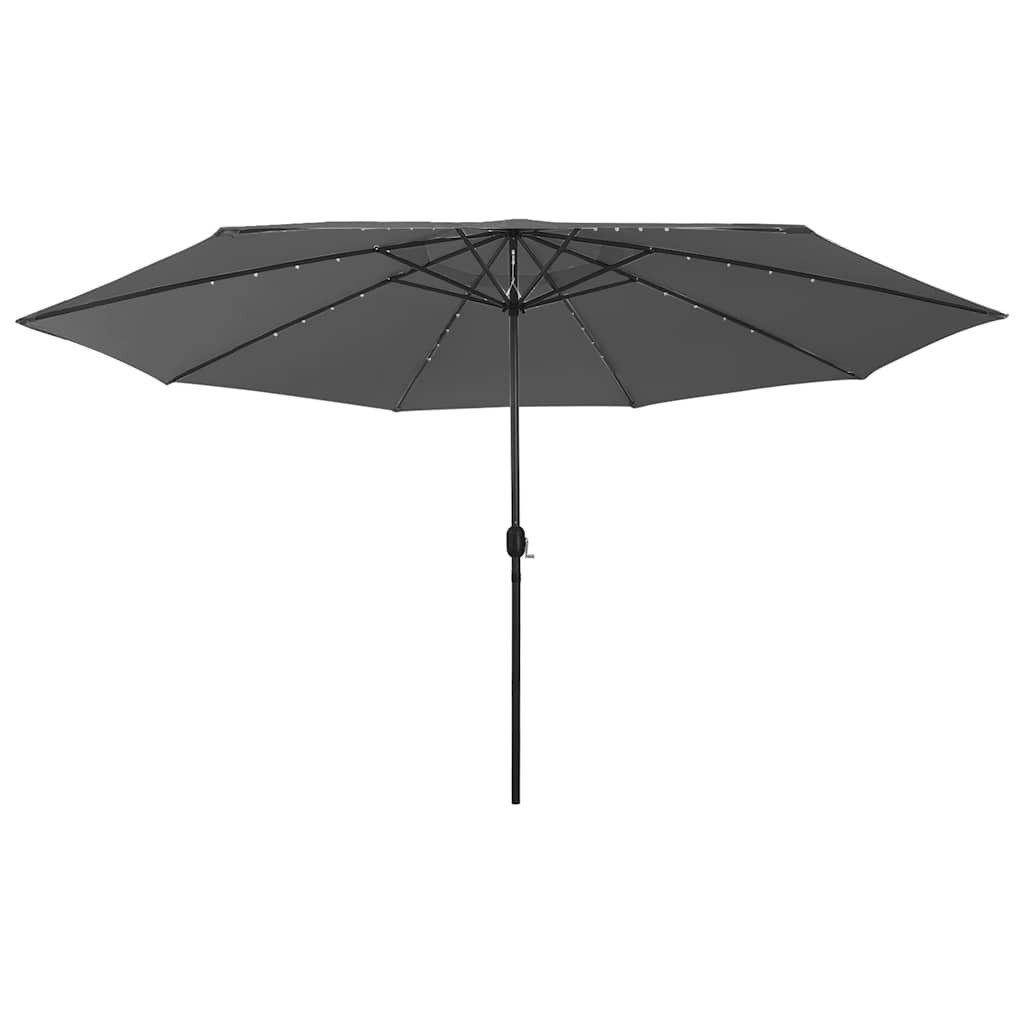 furnicato Sonnenschirm Gartenschirm Anthrazit 400 x 250 cm mit LED-Beleuchtung, UV-beständiger Sonnenschirm mit Kurbel und 32 integrierten LEDs