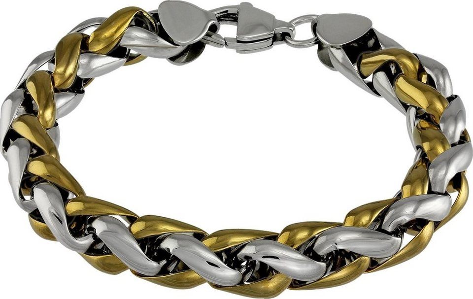 Amello Edelstahlarmband Amello geflochten Armband vergoldet (Armband),  Armband (geflochten) 21,5cm, Edelstahl vergoldet (Gelbgold 333) glanz