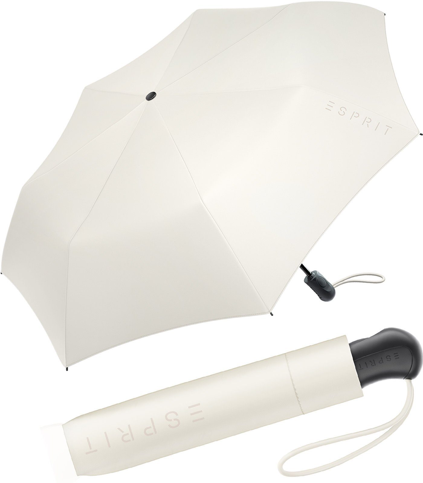 Esprit Taschenregenschirm Damen Easymatic Light Auf-Zu Automatik FJ 2022, stabil und praktisch, in den neuen Trendfarben ivory