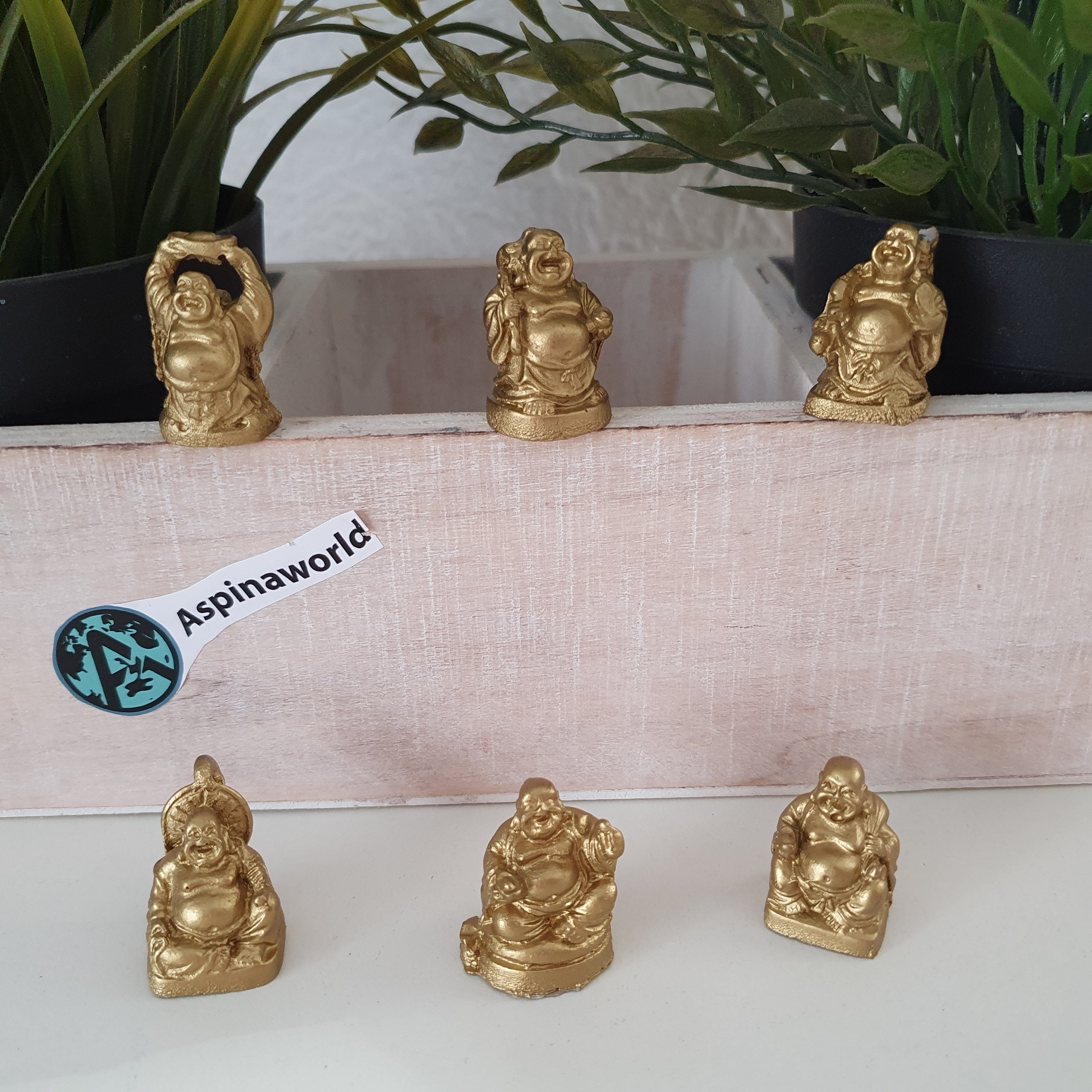 Aspinaworld Buddhafigur Buddha cm im Set Gold 6er 3 Figuren