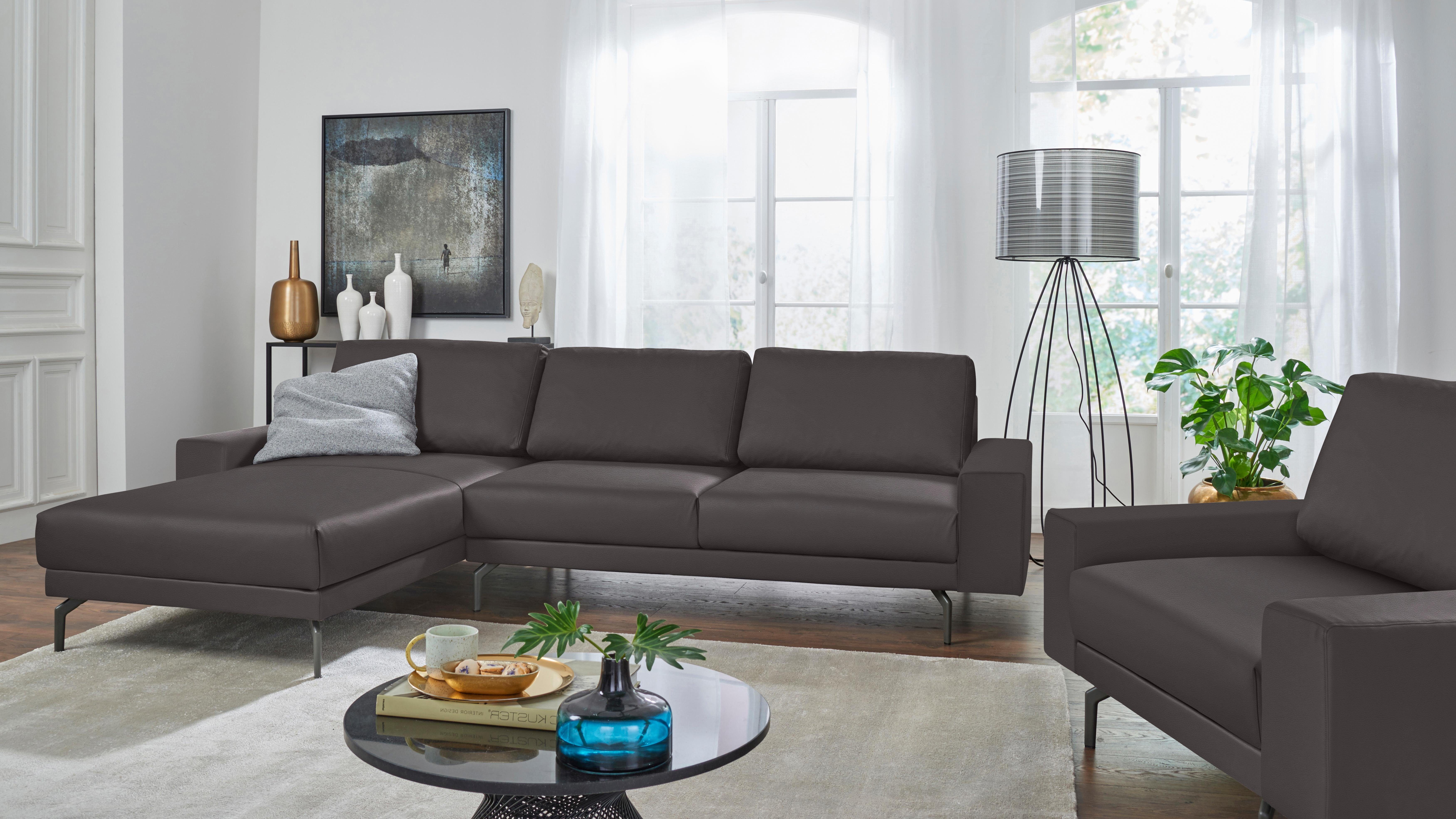 Creation BY ROLF BENZ Ecksofa CR.450, Designecksofa, Polsterecke, L-Form, Armlehne breit und niedrig, Alugussfüße in umbragrau, Breite 294 cm