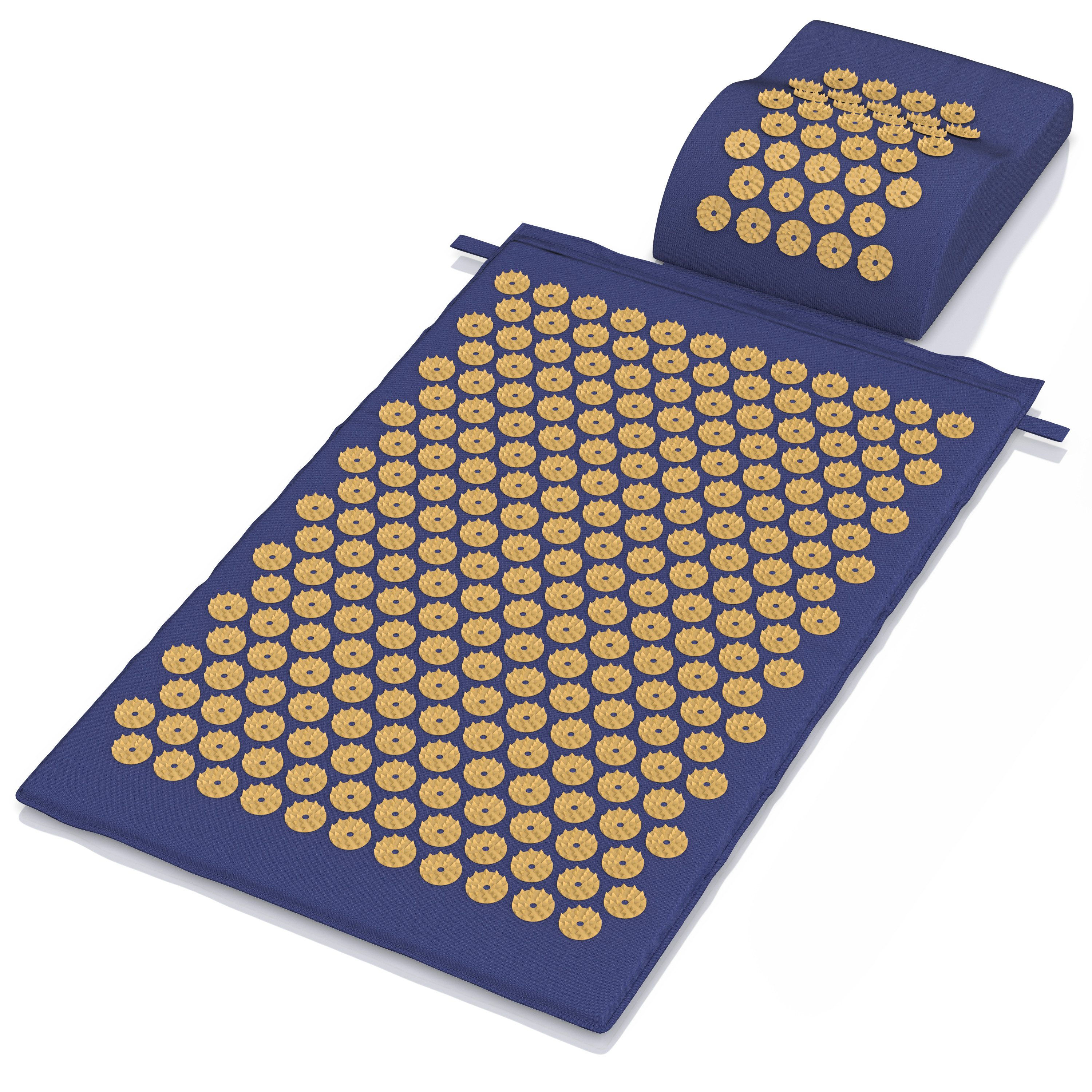 MyBeo Akupressurmatte Set aus Nadelmatte XL und Nackenkissen, Kokosfaserfüllung, mit Tasche (Set, 3-St), Yantramatte, 72x43 cm, Baumwolle, Kissen 32x22x10 cm