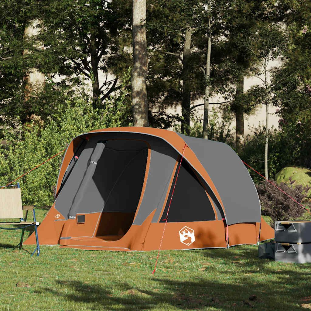 furnicato Faltzelt Campingzelt 4 Personen Grau und Orange Wasserdicht, (1 tlg)