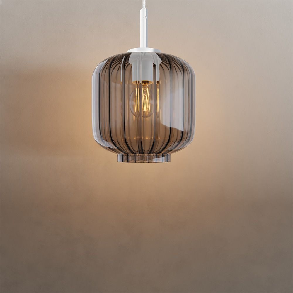 s.luce Pendelleuchte Velo Galerie Glas-Pendelleuchte Aufhängung 500cm Weiß Rauch