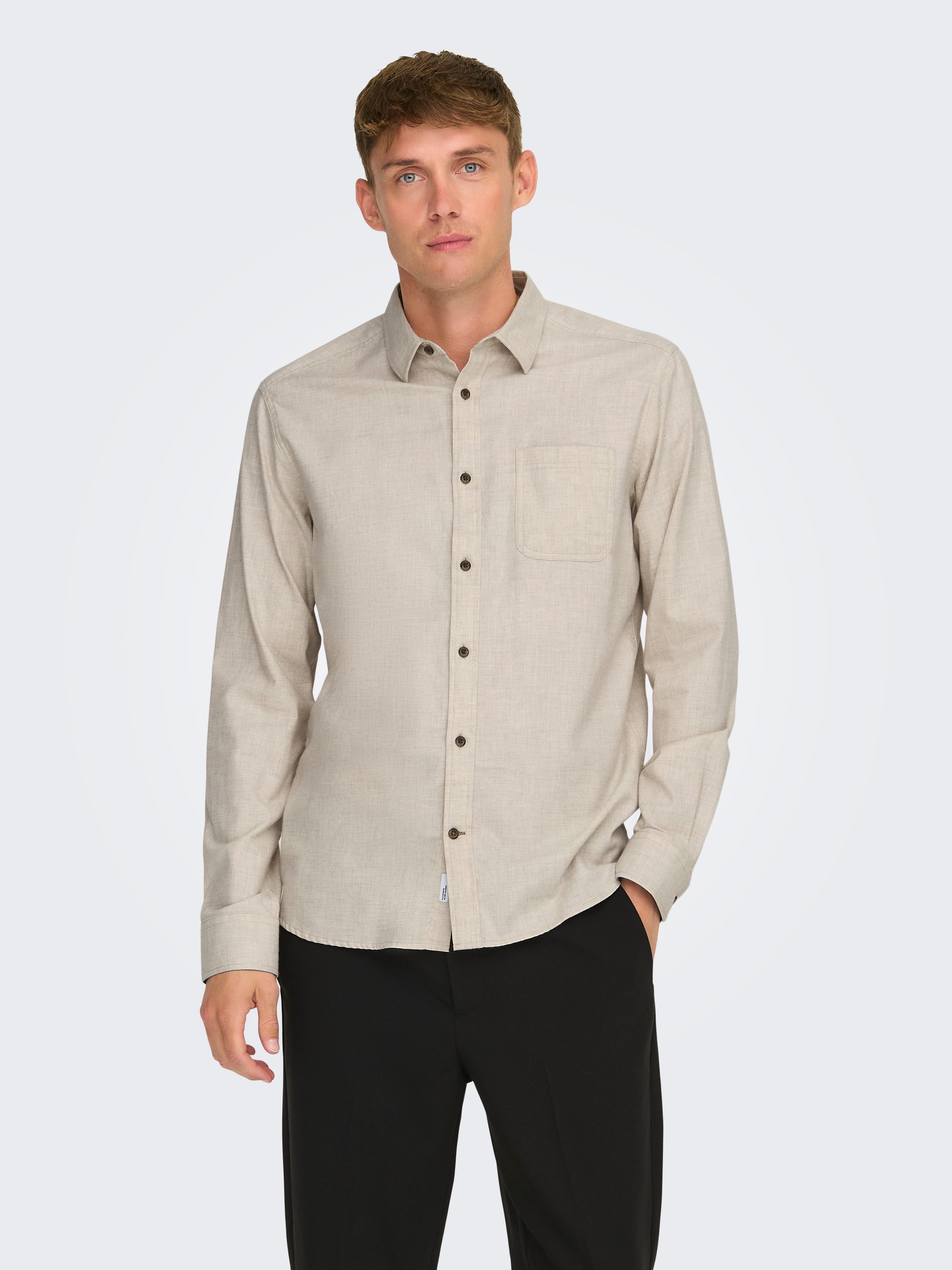 ONLY & SONS Langarmhemd ONSROAD LIFE REG MELANGE LS SHIRT NOOS günstig online kaufen