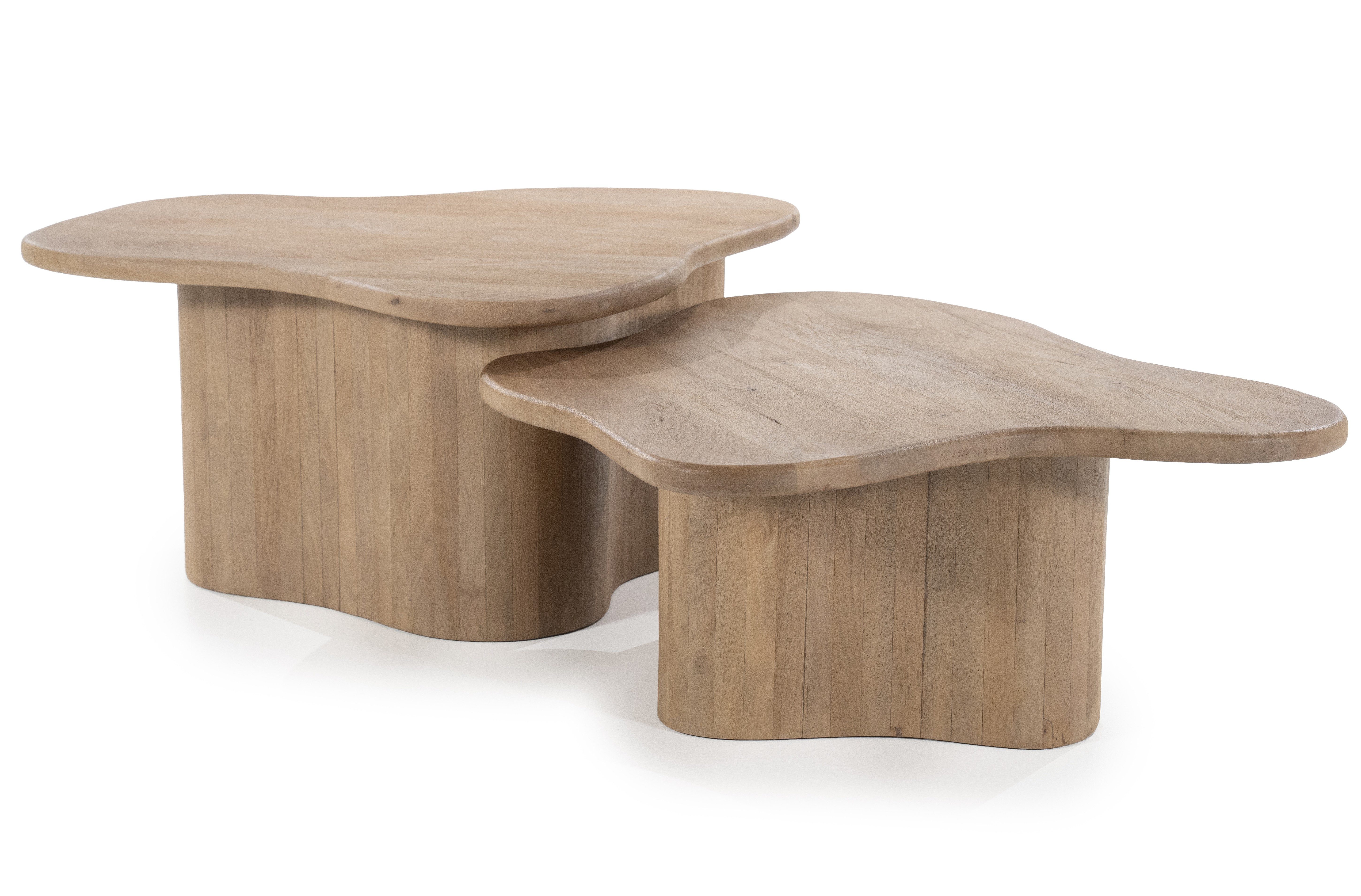 LEVEN Lifestyle Couchtisch "Nordic Flair" 2´er Set organische Form aus Hartholz braun oder natur (2er-Set), natürlicher Look
