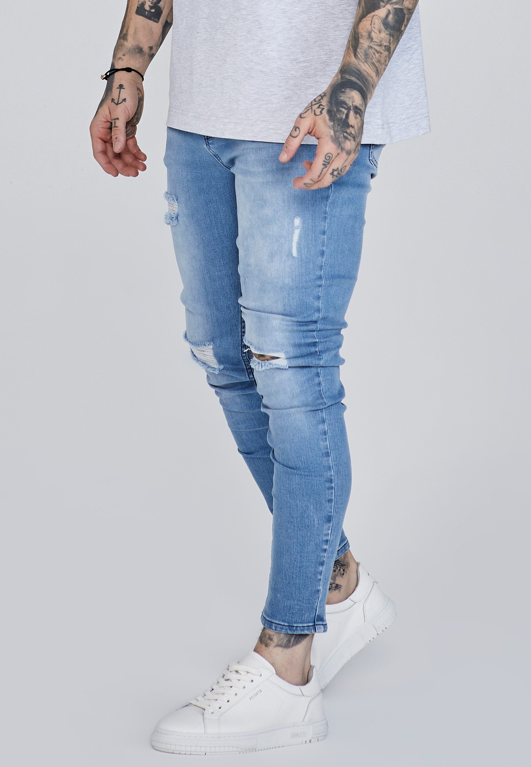 Siksilk Skinny-fit-Jeans SikSilk Herren Blaue Distressed Skinny Jeans günstig online kaufen