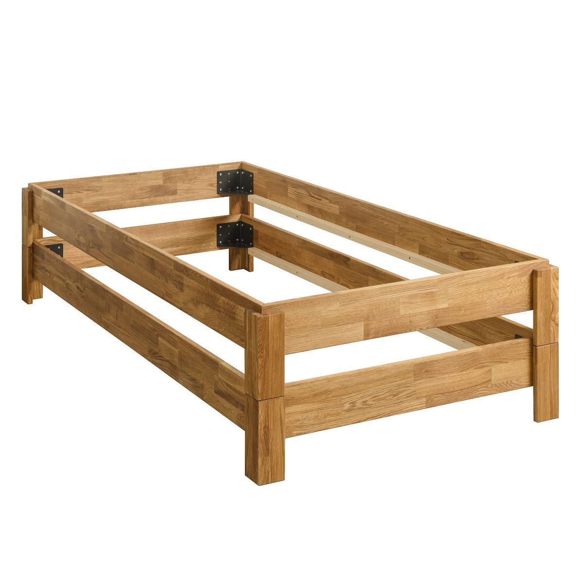 Main Möbel Stapelbett 2er-Set Stapelbett 90x200cm 'Dubi' Wildeiche massiv