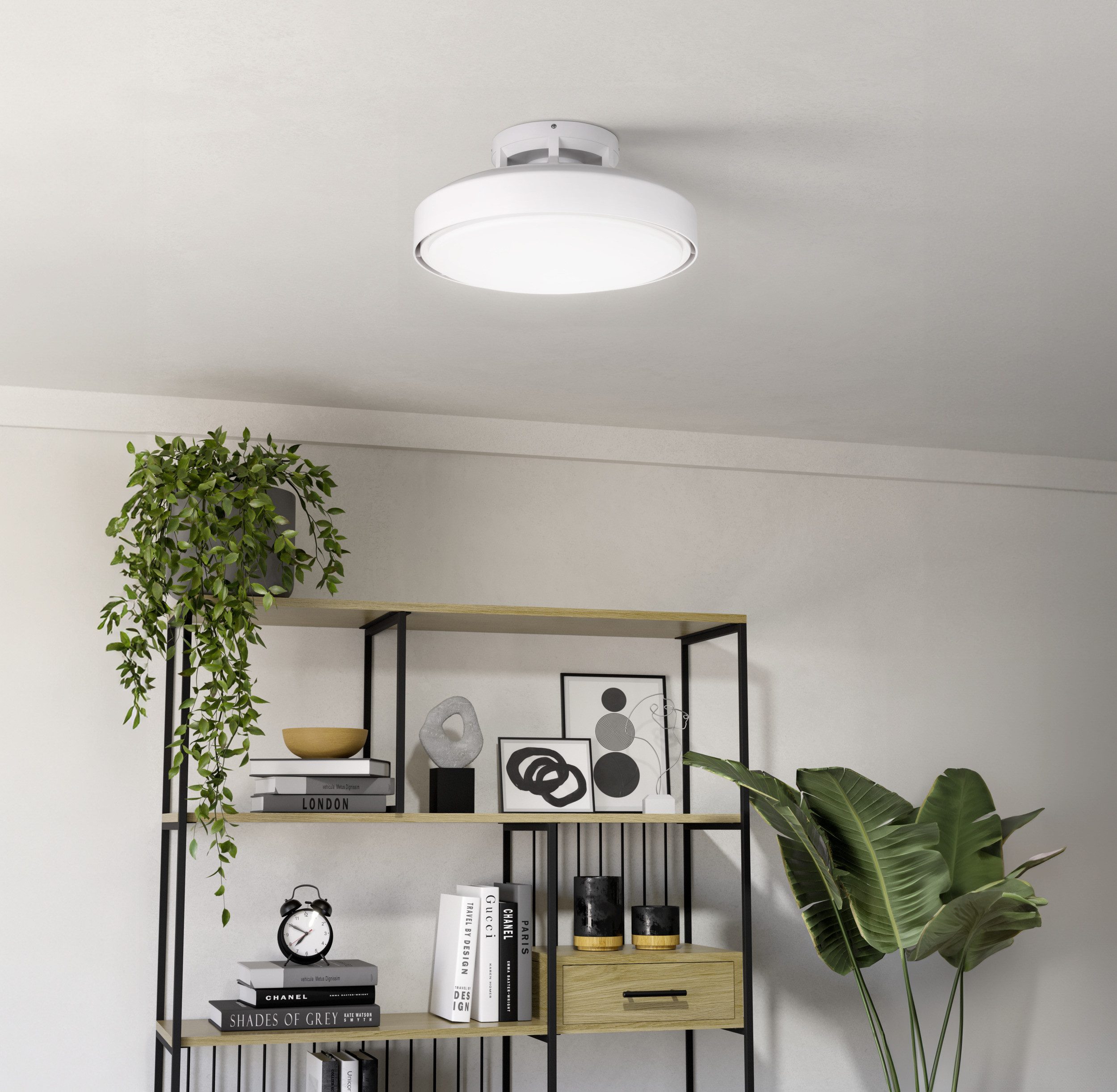 EGLO LED Deckenleuchte MORENCI Leuchte und Ventilator - ABS - LED;LED - 1X43W;1X2,9W - IP20, CCT - über Fernbedienung, Dimmfunktion, Farbwechsel, Nachtlichtfunktion, Timerfunktion, Ventilatorfunktion, mehrere Helligkeitsstufen, LED fest integriert, Neutralweiß, Kaltweiß, Warmweiß, Deckenventilator, Deckenleuchte, Wohnzimmer, Schlafzimmer, H24 x Ø48cm