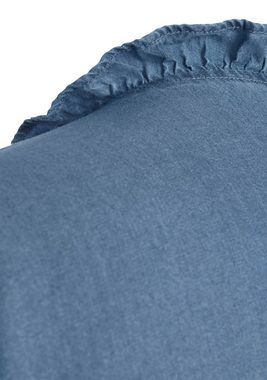 LASCANA Jeanskleid mit Rüsche am Kragen und Knopfleiste, Blusenkleid, Tunikakleid