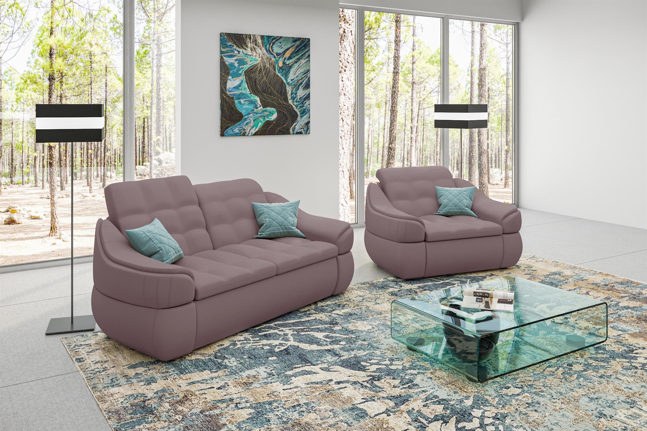 Stylefy Polstergarnitur Alisa, (Set (2-tlg), aus Design Sessel, und Sofa 2-Sitzer Modern bestehend