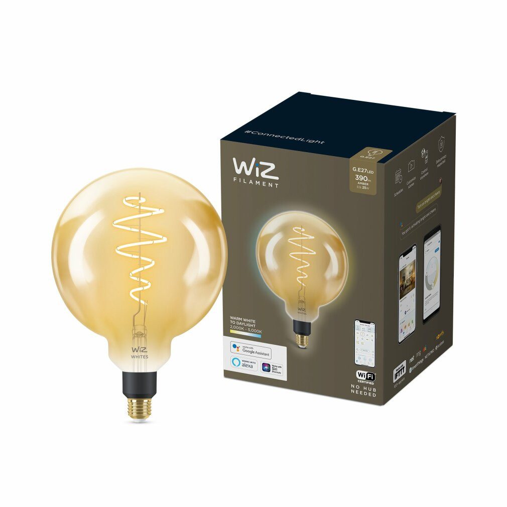 WiZ LED-Leuchtmittel Whites LED-Lampe Filament Amber G200 E27 (ersetzt 25 Watt)