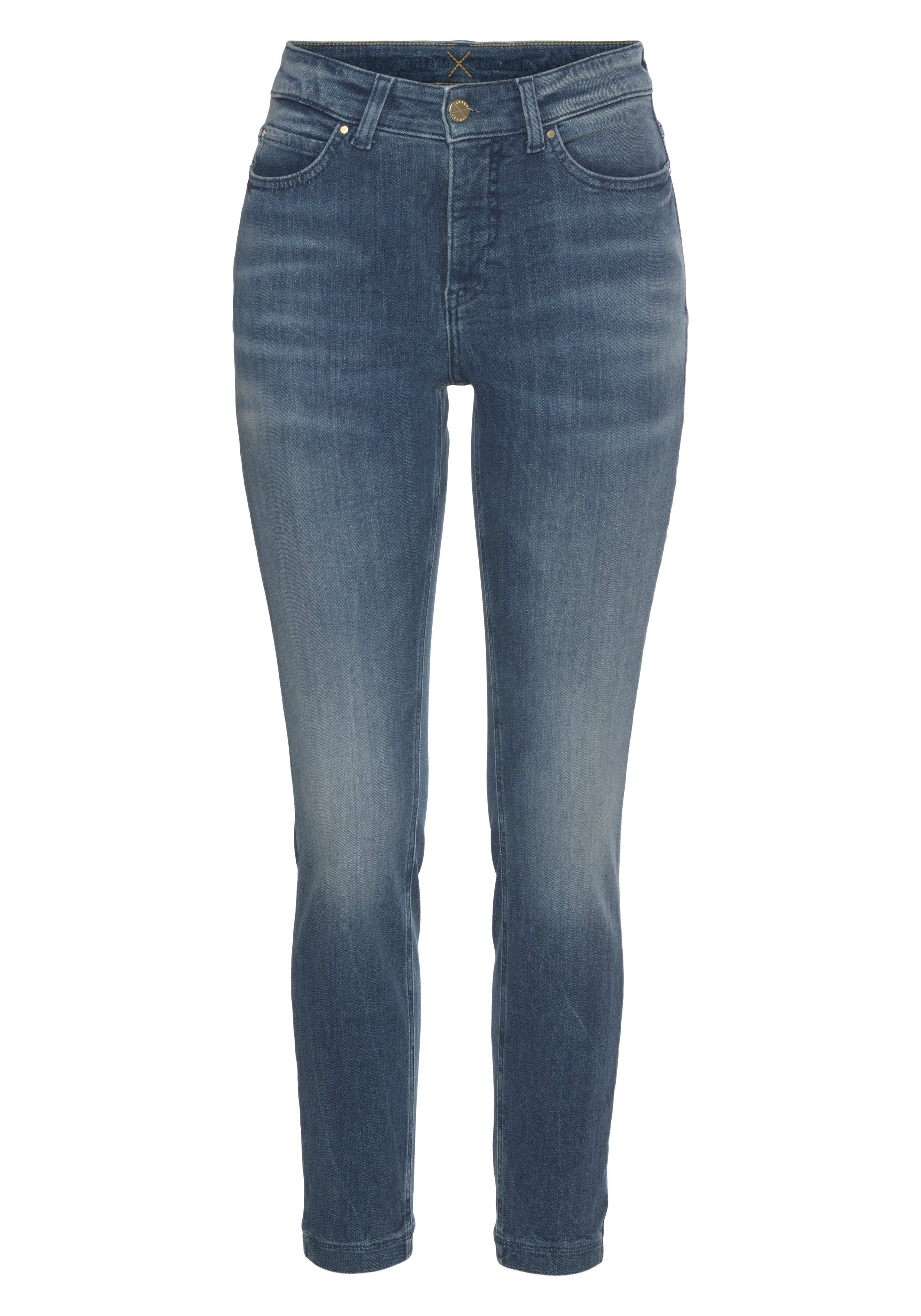 net blue Sitz Hochelastische perfekten für sorgt Dream Qualität Skinny-fit-Jeans dark Skinny wash den authentic MAC