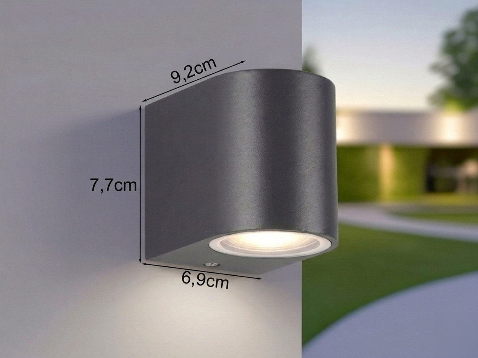meineWunschleuchte Außen-Wandleuchte Downlight Aluminium Anthrazit, Höhe 8cm, ohne Leuchtmittel, Fassadenbeleuchtung Hauswand, Außenleuchten indirekte Wand-Bele – Bild 4 von 5