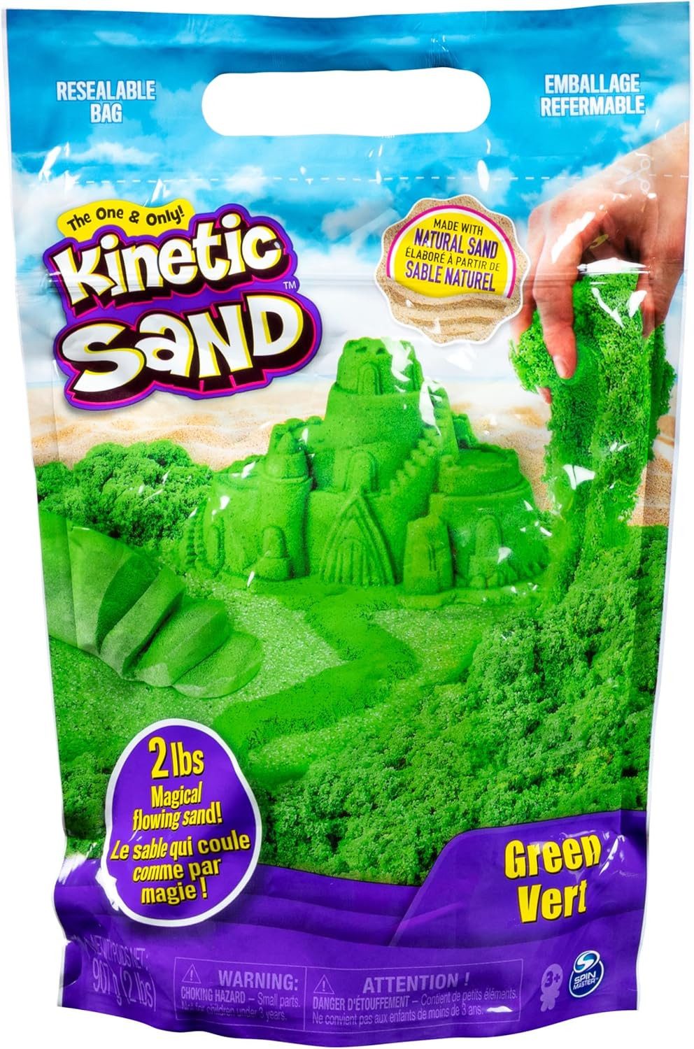 Spin Master Spiel Kinetic Sand Grün 907 g – Indoor-Sandspiel ab 3 Jahren